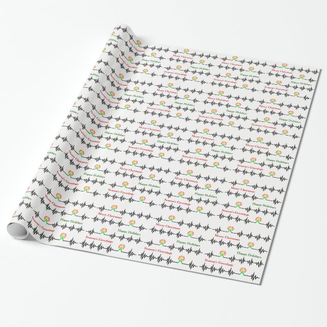 Christmas Radio Transmitter Frequency Gift Wrap (Unrolled)