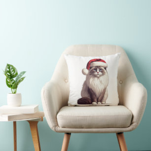 Christmas Ragdoll cat, Xmas Santa Ragdoll kitten Cushion