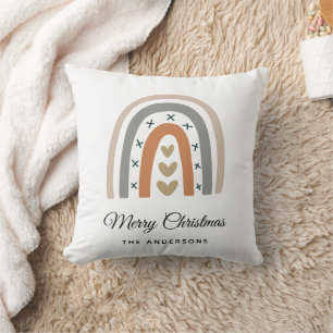 Christmas rainbow brown beige grey white modern cushion