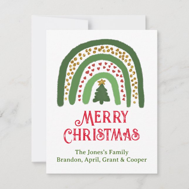 Christmas rainbow glitter red gold green card (Front)