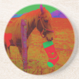 Christmas Rainbow Horse Coaster