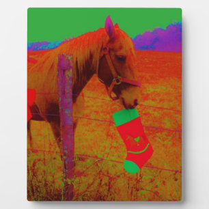 Christmas Rainbow Horse Plaque