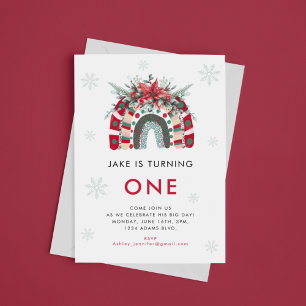 Christmas Rainbow Kids Birthday Party Invitation