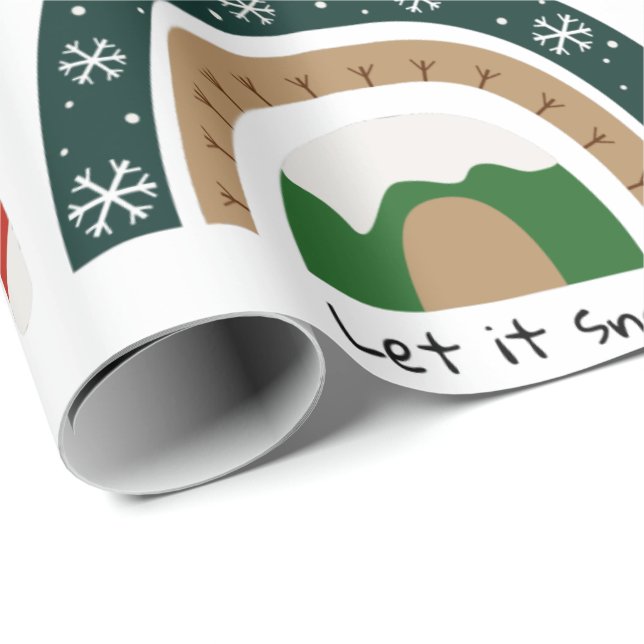 Christmas Rainbow Let it Snow  Wrapping Paper (Roll Corner)