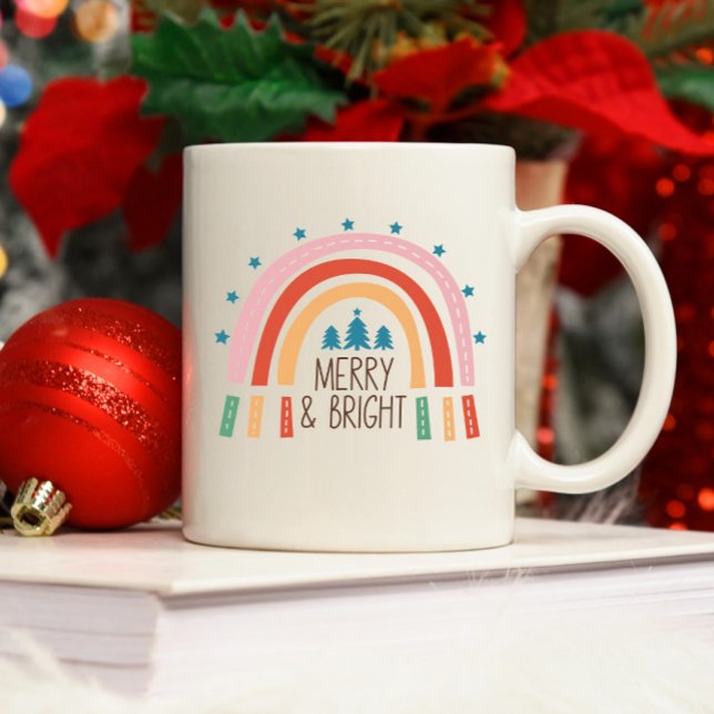 Christmas Rainbow Merry and Bright Two-Tone Coffee Mug (Creator Uploaded)
