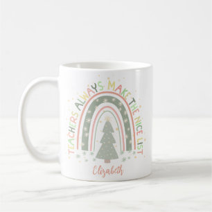 Christmas Rainbow Teachers Gift Customisable Coffee Mug