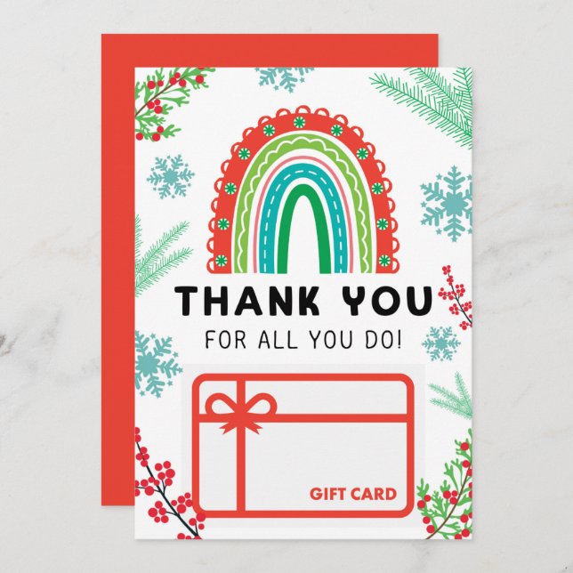 Christmas Rainbow Thank You Gift Card Holder (Front/Back)