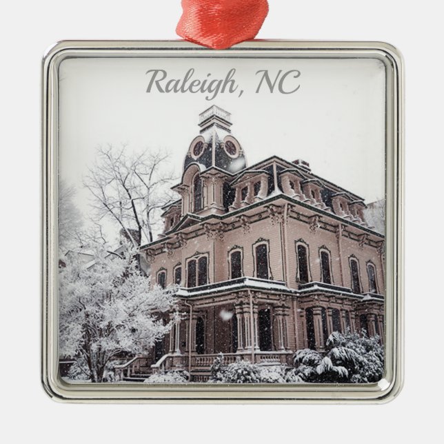 Christmas Raleigh NC North Carolina Architecture Metal Ornament (Front)