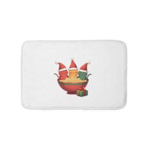 Christmas Ramen Cat Santa Anime Meow Kitty Meow Ca Bath Mat
