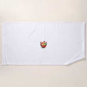 Christmas Ramen Cat Santa Anime Meow Kitty Meow Ca Beach Towel