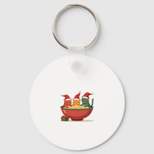 Christmas Ramen Cat Santa Anime Meow Kitty Meow Ca Key Ring