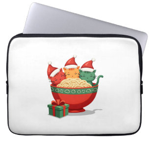 Christmas Ramen Cat Santa Anime Meow Kitty Meow Ca Laptop Sleeve