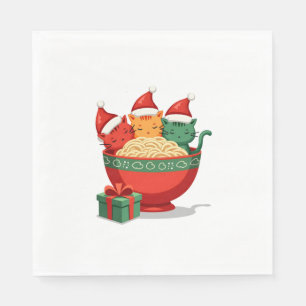 Christmas Ramen Cat Santa Anime Meow Kitty Meow Ca Napkin