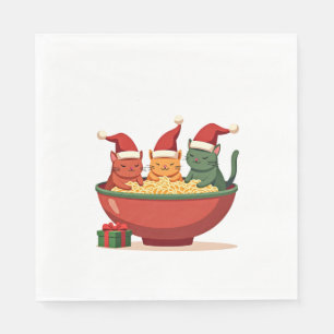 Christmas Ramen Cat Santa Anime Meow Kitty Meow Ca Napkin