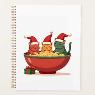 Christmas Ramen Cat Santa Anime Meow Kitty Meow Ca Planner