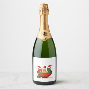 Christmas Ramen Cat Santa Anime Meow Kitty Meow Ca Sparkling Wine Label