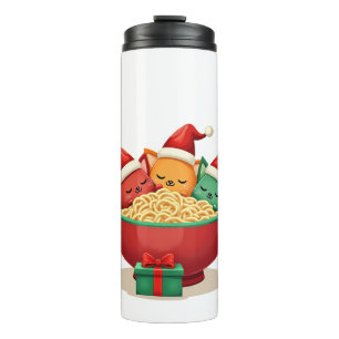 Christmas Ramen Cat Santa Anime Meow Kitty Meow Ca Thermal Tumbler