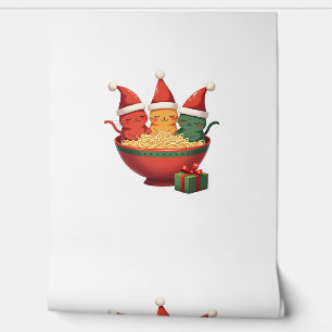 Christmas Ramen Cat Santa Anime Meow Kitty Meow Ca Wallpaper