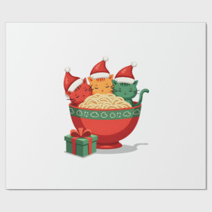 Christmas Ramen Cat Santa Anime Meow Kitty Meow Ca Wrapping Paper