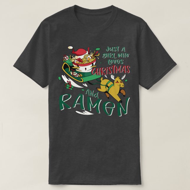 Christmas Ramen Noodles Tee for a Girl Who Loves R (Design Front)