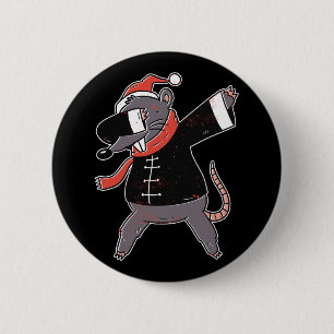 Christmas Rat Dabbing Gift For Mouse Lovers 6 Cm Round Badge