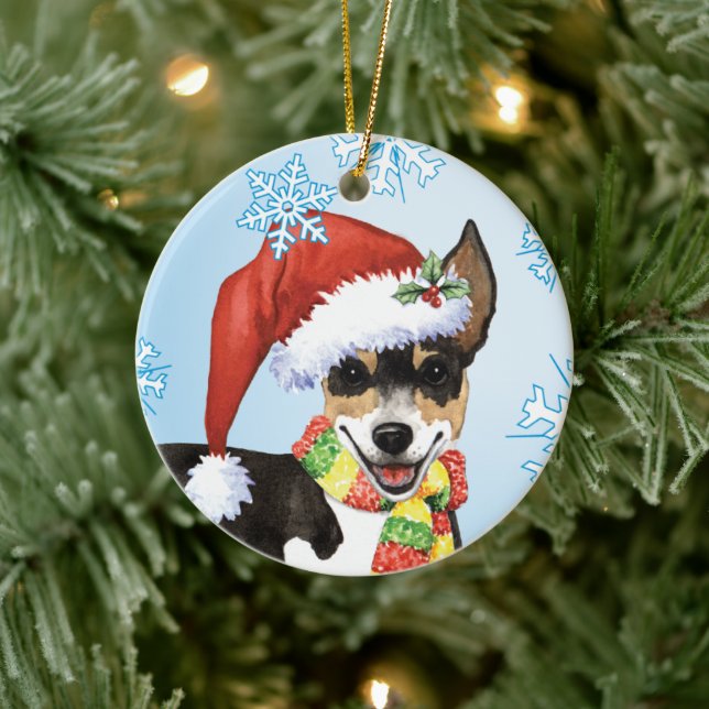 Christmas Rat Terrier Ceramic Ornament (Tree)