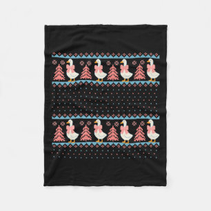 Christmas Rch Goose Ugly Sweater Pajama Xmas Tree Fleece Blanket