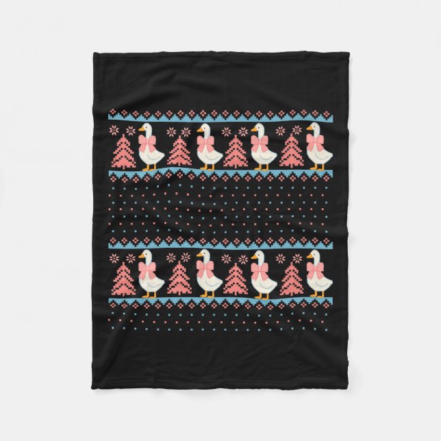 Christmas Rch Goose Ugly Sweater Pajama Xmas Tree  Fleece Blanket (Front)
