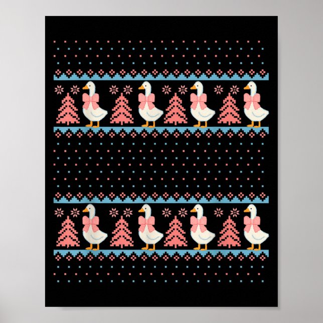 Christmas Rch Goose Ugly Sweater Pajama Xmas Tree  Poster (Front)