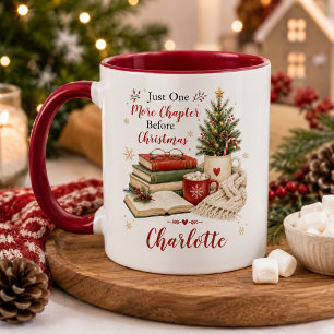 Christmas Reading Book Lover Tree Snowflake Winter Mug