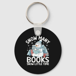 Christmas Reading Snowman So Many Books Men Women Key Ring