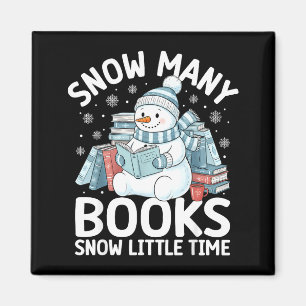 Christmas Reading Snowman So Many Books Men Women Magnet