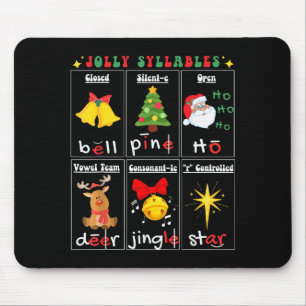 Christmas Reading Teacher Syllable Types Phonemic Mouse Pad