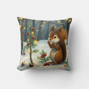 Christmas ready with the red squirrel in the woods cushion