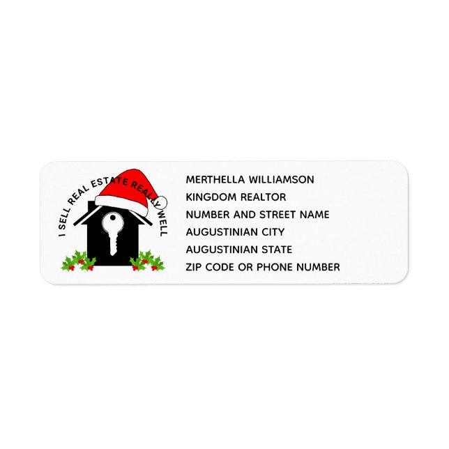 Christmas Real Estate Agent Realtor Return Address Label (Front)