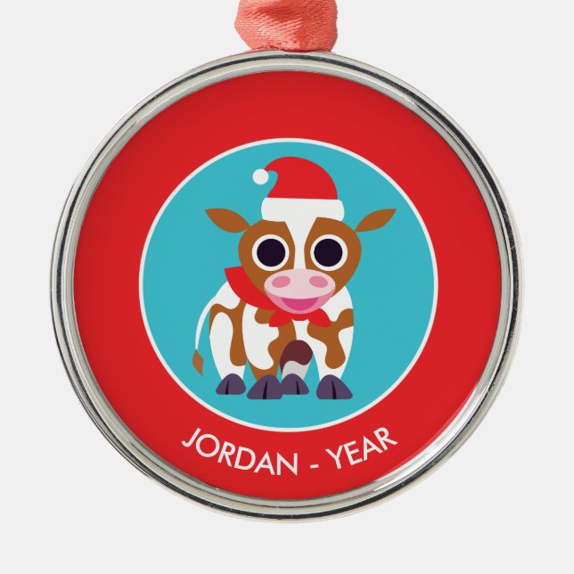 Christmas Reba the Cow Metal Tree Decoration (Front)