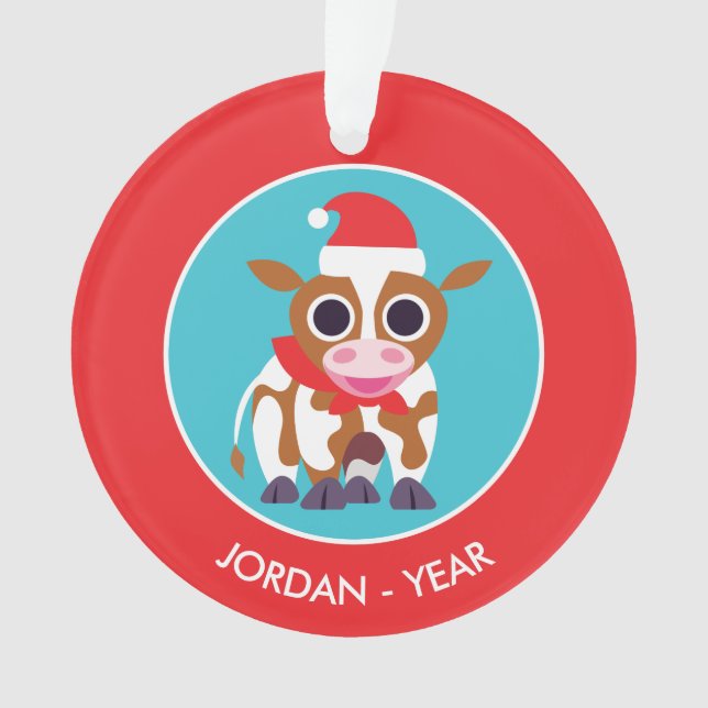 Christmas Reba the Cow Ornament (Front)