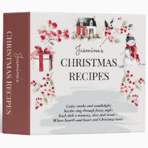 Christmas Recipe Binder | Watercolor Holiday