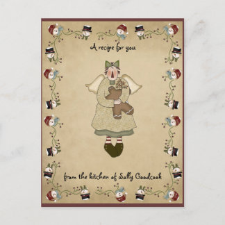 Christmas recipe cards postcard