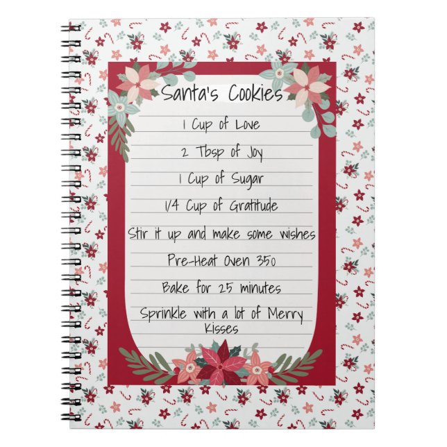 Christmas Recipe Cookie Candy Cane Whimsey Modern  Notebook (Front)