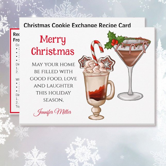 Christmas Recipe Exchange Cocktails 5 x 7 Holiday Card (Creator Uploaded)