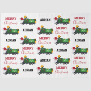 Christmas Recycling Garbage Truck Custom Name  Tissue Paper