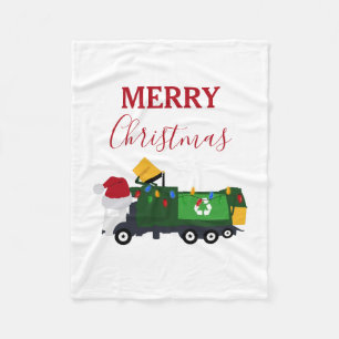 Christmas Recycling Garbage Truck Fleece Blanket
