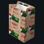 Christmas Recycling Garbage Truck  Large Gift Bag<br><div class="desc">A cute illustration of a Christmas recycling garbage truck wearing a Santa hat and decorated in Christmas lights with words "Merry Christmas" and kraft brown paper look background. An ideal Christmas gift bag for garbage truck enthusiasts big or small,  girls or boys.</div>