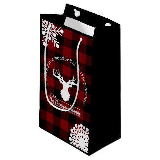 Christmas Red and Black Buffalo Check Small Gift Bag