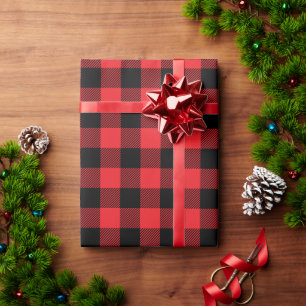 Christmas Red and Black Buffalo Check Wrapping Paper