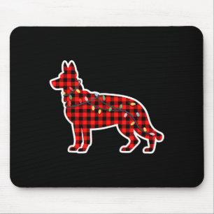 Christmas Red And Black Buffalo Plaid German Sheph Mouse Pad