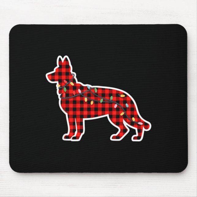 Christmas Red And Black Buffalo Plaid German Sheph Mouse Pad (Front)