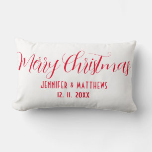 Christmas red and black buffalo plaid pattern lumbar cushion