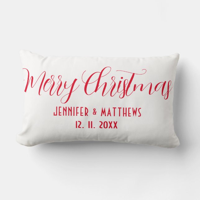 Christmas red and black buffalo plaid pattern lumbar cushion (Front)